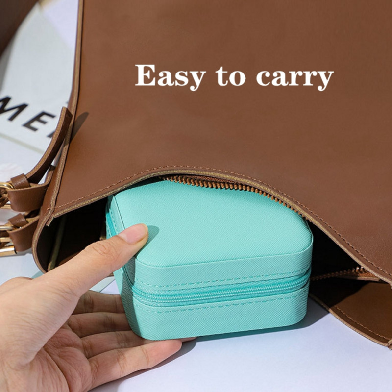 1 db mini ékszerszervező kijelző utazási ékszer cipzár tok dobozok fülbevaló nyaklánc gyűrű hordozható ékszerdoboz bőr tároló