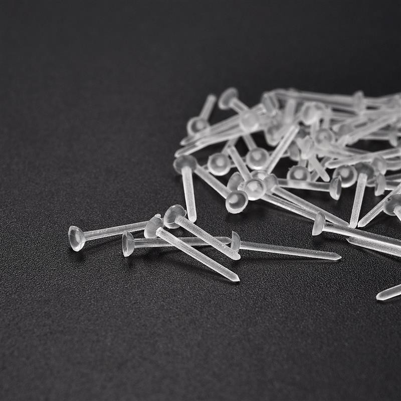 100 бр./Партида Пластични плоски обеци, щифтове, гайки, обеци, задни стопери, щипка за уши, гумена подложка, обеци, изработване на бижута