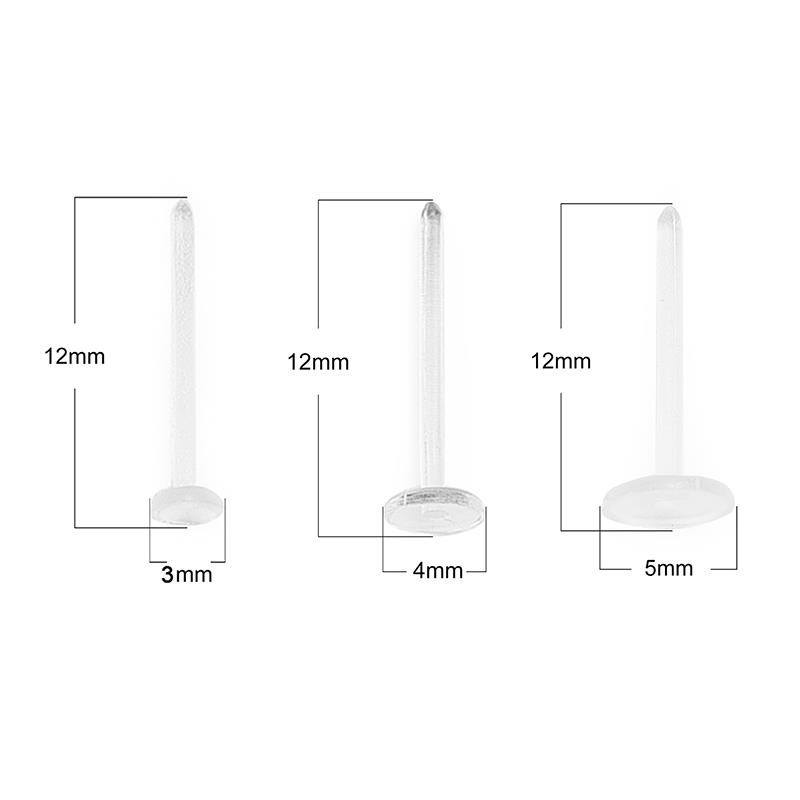 100 бр./Партида Пластични плоски обеци, щифтове, гайки, обеци, задни стопери, щипка за уши, гумена подложка, обеци, изработване на бижута