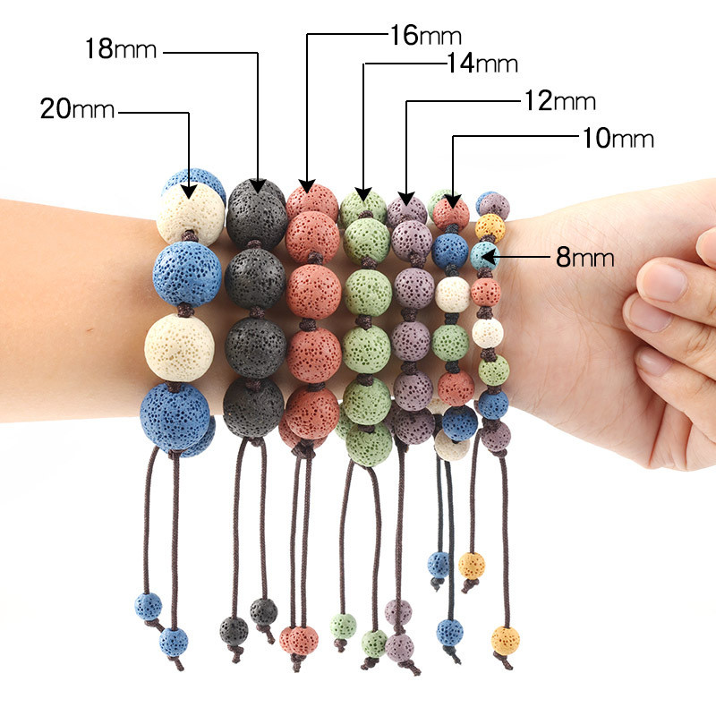 Loodusliku vulkaani laavakivi ümmargune 6 mm 8 mm 10 mm 12 mm 14 mm 16 mm lahtised helmed ehete valmistamiseks isetegemise käevõru leiud