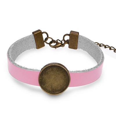 DIY bőr karkötők félkész karkötők üres alap kerek 18 mm-es cabochon drágakövek beállító karkötők ékszerek készítése