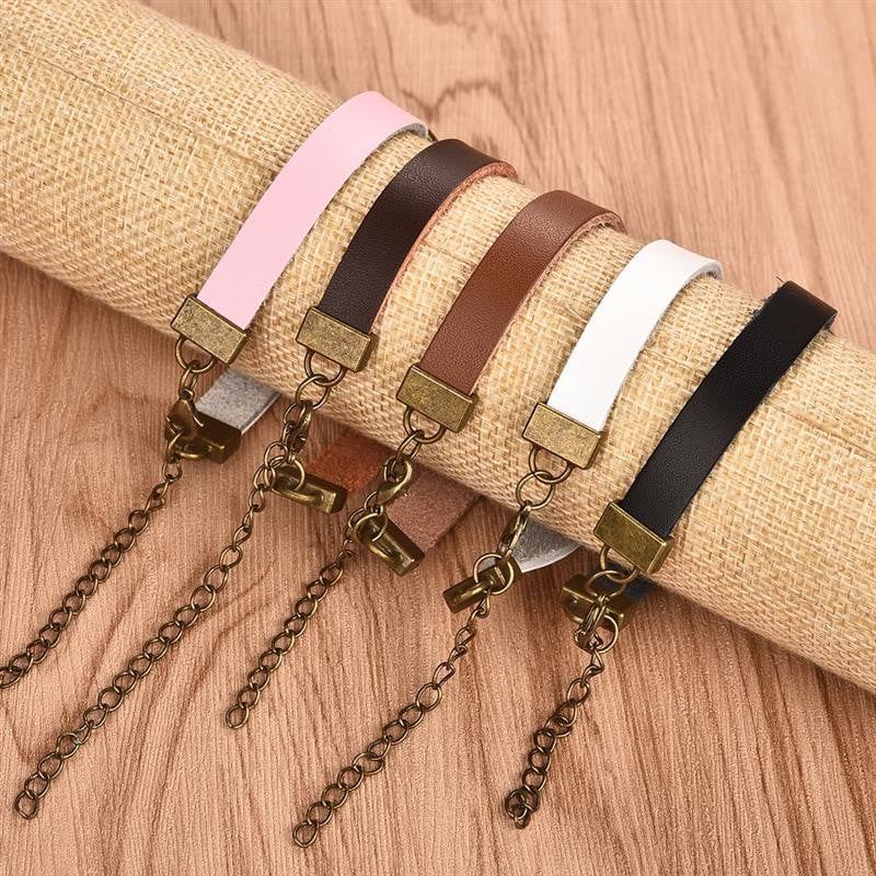 DIY bőr karkötők félkész karkötők üres alap kerek 18 mm-es cabochon drágakövek beállító karkötők ékszerek készítése