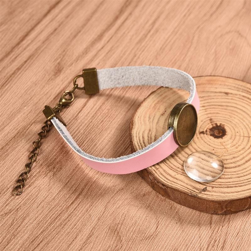 DIY bőr karkötők félkész karkötők üres alap kerek 18 mm-es cabochon drágakövek beállító karkötők ékszerek készítése