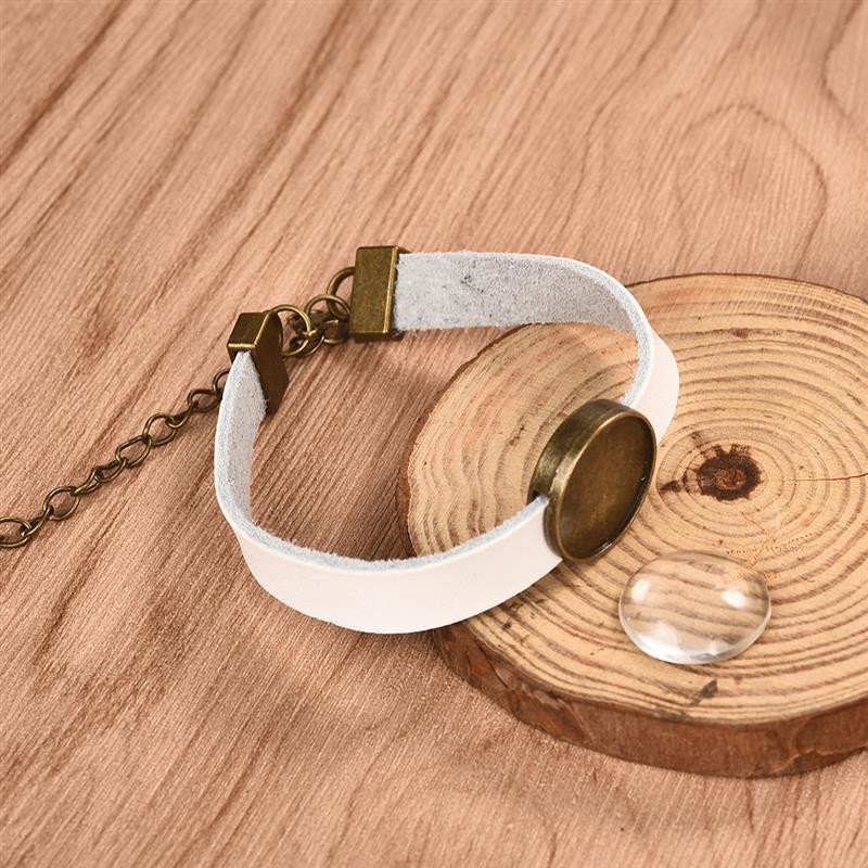 DIY bőr karkötők félkész karkötők üres alap kerek 18 mm-es cabochon drágakövek beállító karkötők ékszerek készítése