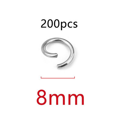 200db/tétel 3/4/5/6/7/8/10 mm-es rozsdamentes acél nyitott ugrógyűrűk barkács ékszerek, leletek készítése nyitott egyhurkos osztott gyűrűk csatlakozók