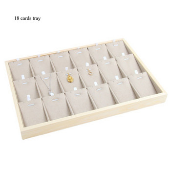 Μοναδικό-μπεζ βελούδινο κολιέ δαχτυλίδι σκουλαρίκι θήκη Νέος ξύλινος δίσκος κοσμημάτων Σειρά κοσμημάτων Disply Jewellery Organizer Box