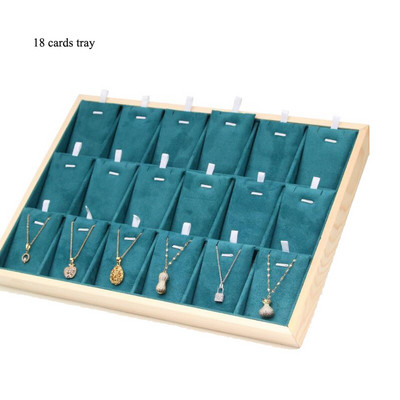 Egyedi-bézs bársony nyaklánc gyűrű fülbevaló tartó újonnan fából készült ékszertálca sorozat ékszer Disply ékszer szervező doboz