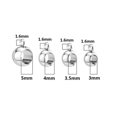 10db/20db 3/4/5mm rozsdamentes acél gyöngyök ékszerek medálok csatlakozó ékszer készítés barkácsolás nyaklánc karkötő ezüst színű varázsgyöngyök