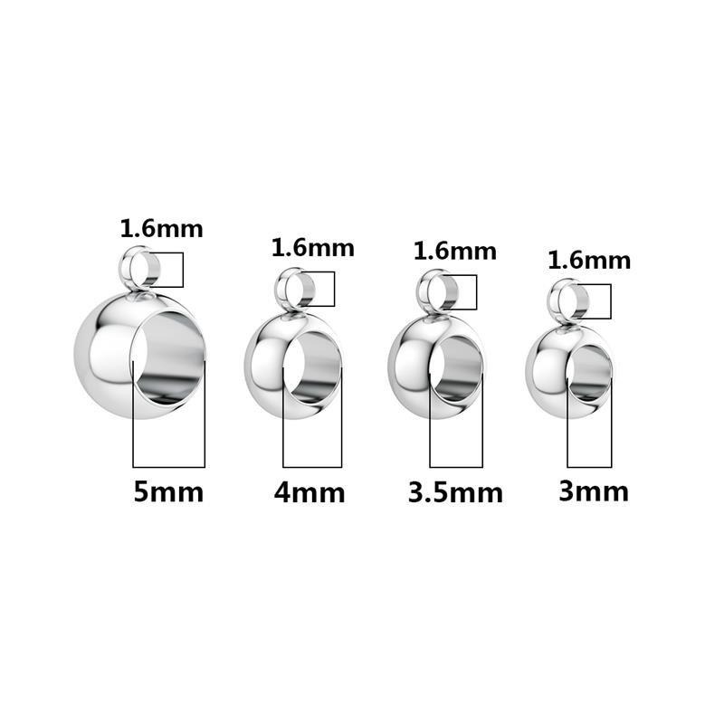 10db/20db 3/4/5mm rozsdamentes acél gyöngyök ékszerek medálok csatlakozó ékszer készítés barkácsolás nyaklánc karkötő ezüst színű varázsgyöngyök