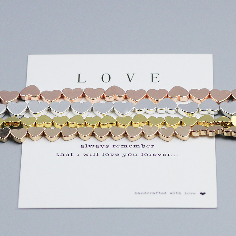 WLYeeS във формата на сърце Хематитни мъниста Естествен камък за изработка на бижута 6 мм 8 мм Любовни талисмани Мъниста Направи си сам Гривна Аксесоари за колие