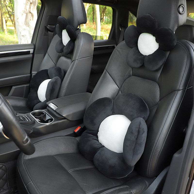 Loominguline lillekujuline auto vööpadi, naissoost pehme plüüs autoistme padi nimmetugi, auto sisekujundus naistele