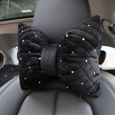 1PC Bling Diamond Bowknot Μαξιλάρι λαιμού αυτοκινήτου Rhinestone Auto Headrest Υποστήριξη καθίσματος Μέσης Μαξιλάρια Κρυστάλλινα αξεσουάρ αυτοκινήτου