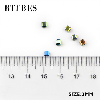 BTFBES Квадратна форма на австрийски Vrystal мъниста Quadrate 3MM 100 бр. Покритие от стъклени свободни мъниста Изработка на бижута Деца Handmad Направи си сам