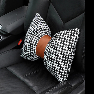 Klasszikus kockás Bowknot univerzális autós nyakpárna díszek Ülés-fejtámla-támasztó kellékek autóbelső nők számára