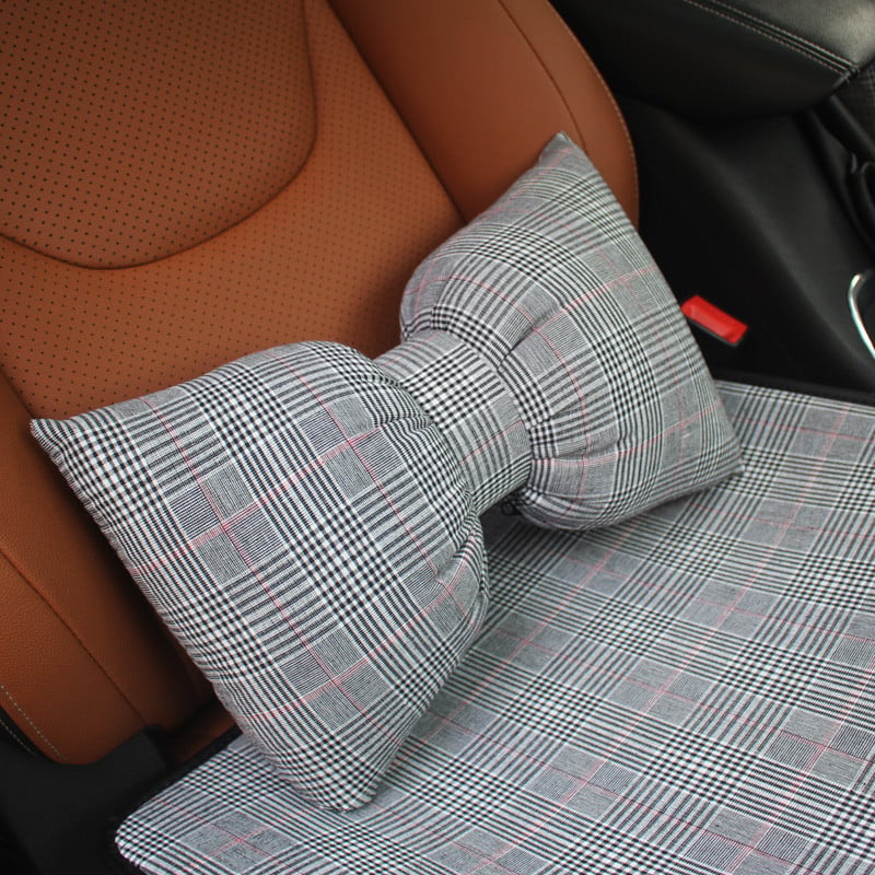 Diamond Bowknot autós nyakpárna klasszikus kockás szövet Auto belső fejtámla üléstámasz derékpárnák autós kiegészítők lányoknak