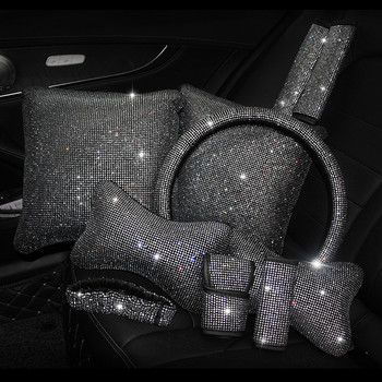 1PC Bling Rhinestone Crystal Μαξιλάρια λαιμού αυτοκινήτου Υποστήριξη μέσης Diamond Auto Headrest Μαξιλάρι για γυναίκες Αξεσουάρ εσωτερικού αυτοκινήτου