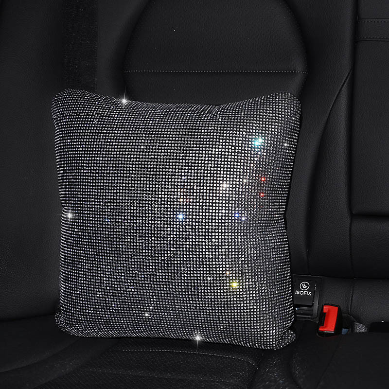 1vnt Bling Kalnų krištolinio kristalo automobilio kaklo pagalvės, juosmens atramos deimantinė automatinė galvos atramos pagalvė moterims, automobilio interjero priedai