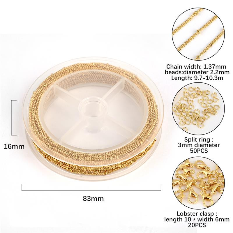 Accesorii pentru bijuterii, 10 m/pachet, lanț de fier, cercei, colier, brățară, bijuterii, descoperiri cu închizătoare de homar, inele deschise
