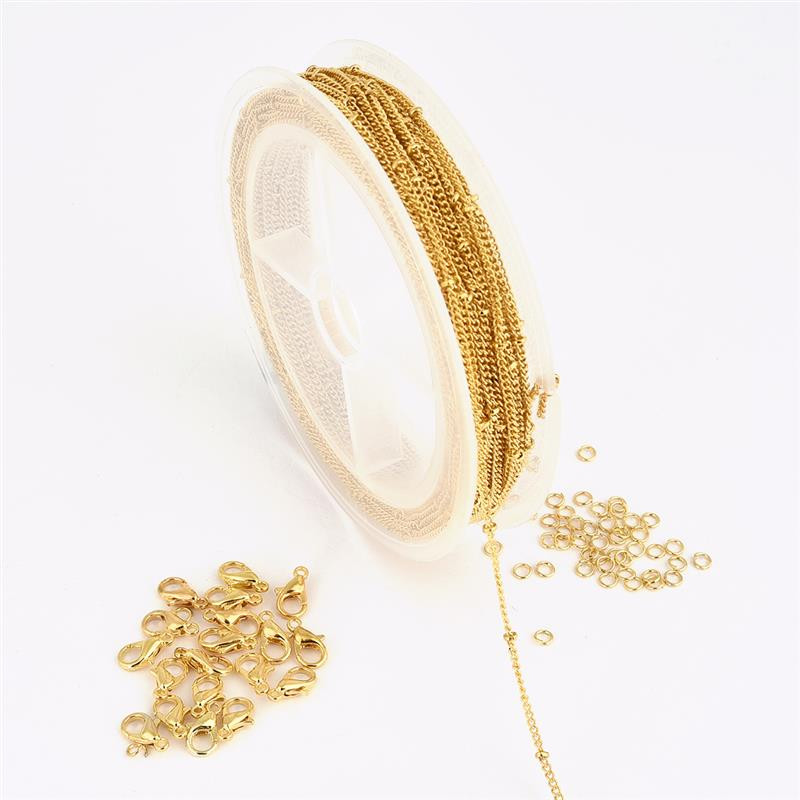 Accesorii pentru bijuterii, 10 m/pachet, lanț de fier, cercei, colier, brățară, bijuterii, descoperiri cu închizătoare de homar, inele deschise