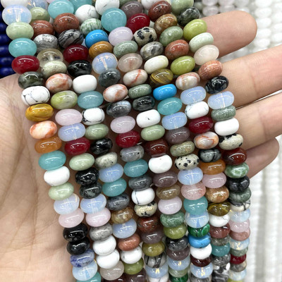 6 8 mm looduslikust kivist vahetükid ümmargused türkiissinised ahhaadid jaadid amasoniit lamedad helmed ehete valmistamiseks DIY käevõru tarvikud