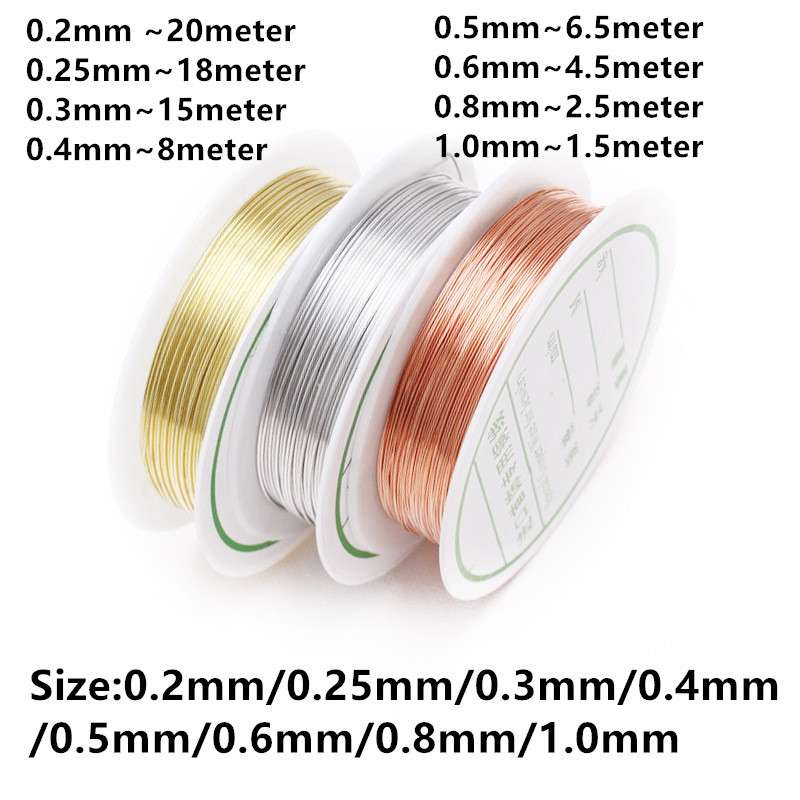 Sârmă de cupru, aur, argint, de 0,2-1 mm, pentru fabricarea de bijuterii, brățară, colier, snur, accesorii, sârmă rezistentă la culoare, fabricarea de meșteșuguri