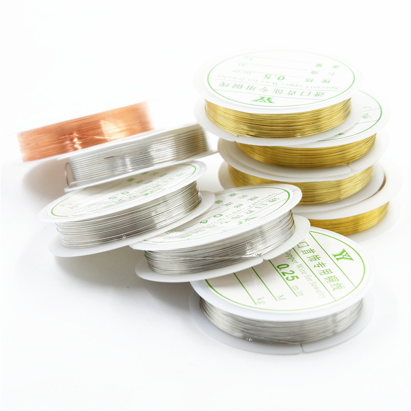 Sârmă de cupru, aur, argint, de 0,2-1 mm, pentru fabricarea de bijuterii, brățară, colier, snur, accesorii, sârmă rezistentă la culoare, fabricarea de meșteșuguri