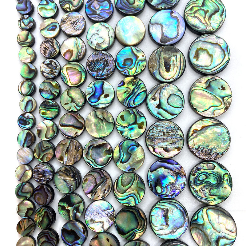 Natural Shell laza gyöngyök Korong alakú abalone kagylógyöngyök, barkács ékszerkészítéshez használtak, nyaklánc, karkötő, fülbevaló kiegészítők