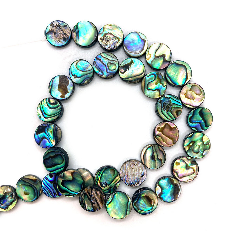 Natural Shell laza gyöngyök Korong alakú abalone kagylógyöngyök, barkács ékszerkészítéshez használtak, nyaklánc, karkötő, fülbevaló kiegészítők