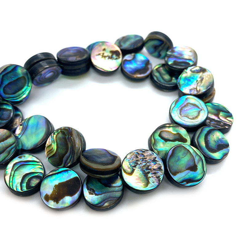 Natural Shell laza gyöngyök Korong alakú abalone kagylógyöngyök, barkács ékszerkészítéshez használtak, nyaklánc, karkötő, fülbevaló kiegészítők