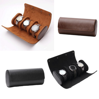 Κιβώτιο αποθήκευσης φορητού ρολογιού 3 θέσεων Chic Vintage δερμάτινα ρολόγια Roll Case Travel Case Wristwatch Pouch Organizer Boxes Καλύτερο δώρο