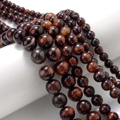 AAA Естествени жълти каменни мъниста с тигрово око Кръгли свободни дистанционни мъниста за изработка на бижута Направи си сам Гривна Колие 15'' 4/6/8/10/12 mm