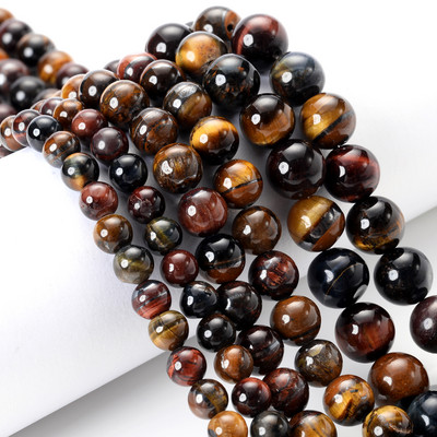 AAA Естествени жълти каменни мъниста с тигрово око Кръгли свободни дистанционни мъниста за изработка на бижута Направи си сам Гривна Колие 15'' 4/6/8/10/12 mm