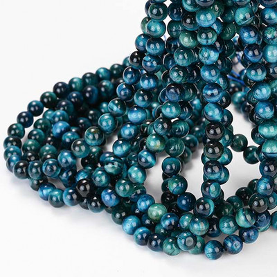 AAA Естествени жълти каменни мъниста с тигрово око Кръгли свободни дистанционни мъниста за изработка на бижута Направи си сам Гривна Колие 15'' 4/6/8/10/12 mm