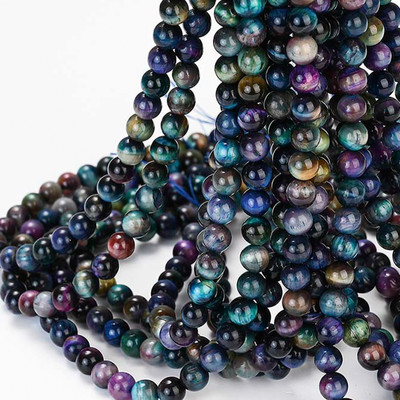 AAA Естествени жълти каменни мъниста с тигрово око Кръгли свободни дистанционни мъниста за изработка на бижута Направи си сам Гривна Колие 15'' 4/6/8/10/12 mm