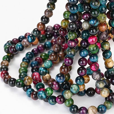 AAA Естествени жълти каменни мъниста с тигрово око Кръгли свободни дистанционни мъниста за изработка на бижута Направи си сам Гривна Колие 15'' 4/6/8/10/12 mm