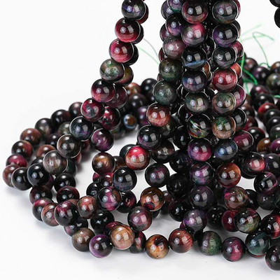 AAA Естествени жълти каменни мъниста с тигрово око Кръгли свободни дистанционни мъниста за изработка на бижута Направи си сам Гривна Колие 15'' 4/6/8/10/12 mm