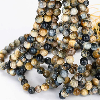 AAA Естествени жълти каменни мъниста с тигрово око Кръгли свободни дистанционни мъниста за изработка на бижута Направи си сам Гривна Колие 15'' 4/6/8/10/12 mm