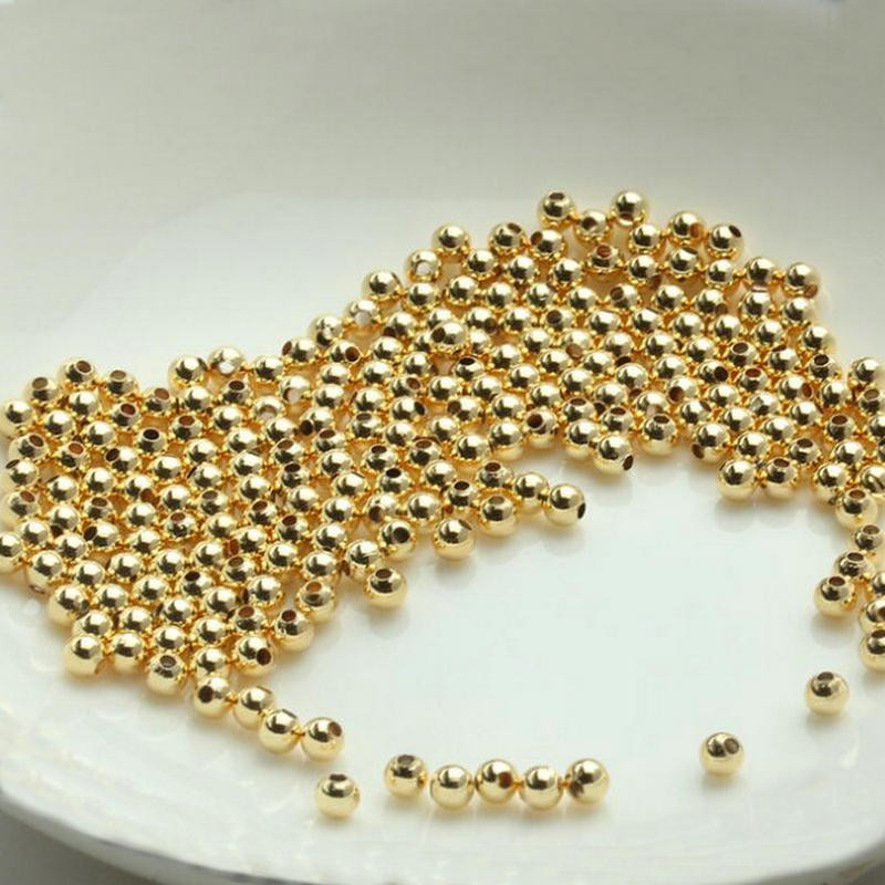 14K arannyal bevont kerek mag távtartó gyöngyök ékszerekhez barkács készítés karkötő nyaklánc laza golyós gyöngyök nagykereskedelme