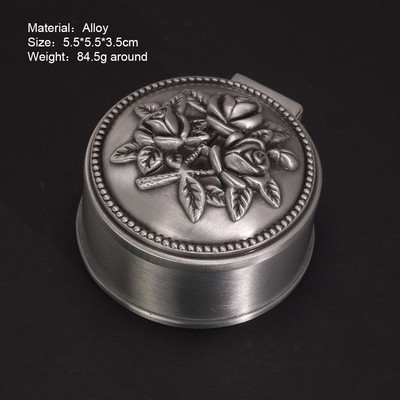 Vintažinio lydinio papuošalų dėžutės karstas ir širdies formos 9 * 7 * 4,5 cm 6 * 6 * 3 cm žiedams pakabukams karolių dovanų dėžutės