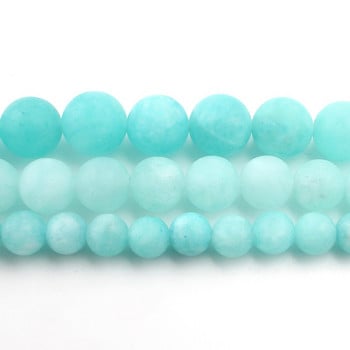 6/8/10 mm Matte Blue River Amazonite мъниста естествени камъни Кръгли свободни мъниста за изработка на бижута, гривна, огърлица Направи си сам