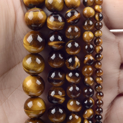 Χάντρες φυσικής πέτρας 4-10 χιλιοστά Tiger Eye Agates Amazonite Jades Turquoises Rose Quartzs Στρογγυλές χάντρες για κοσμήματα κατασκευής Diy βραχιόλια