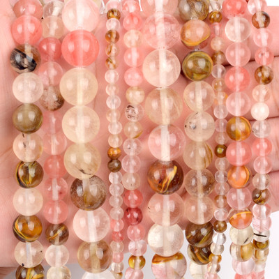 Χάντρες φυσικής πέτρας 4-10 χιλιοστά Tiger Eye Agates Amazonite Jades Turquoises Rose Quartzs Στρογγυλές χάντρες για κοσμήματα κατασκευής Diy βραχιόλια