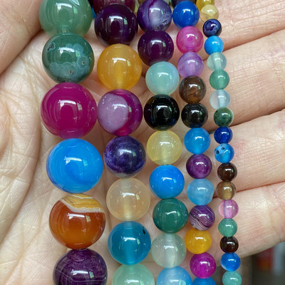 Χάντρες φυσικής πέτρας 4-10 χιλιοστά Tiger Eye Agates Amazonite Jades Turquoises Rose Quartzs Στρογγυλές χάντρες για κοσμήματα κατασκευής Diy βραχιόλια