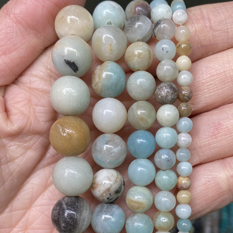 Χάντρες φυσικής πέτρας 4-10 χιλιοστά Tiger Eye Agates Amazonite Jades Turquoises Rose Quartzs Στρογγυλές χάντρες για κοσμήματα κατασκευής Diy βραχιόλια