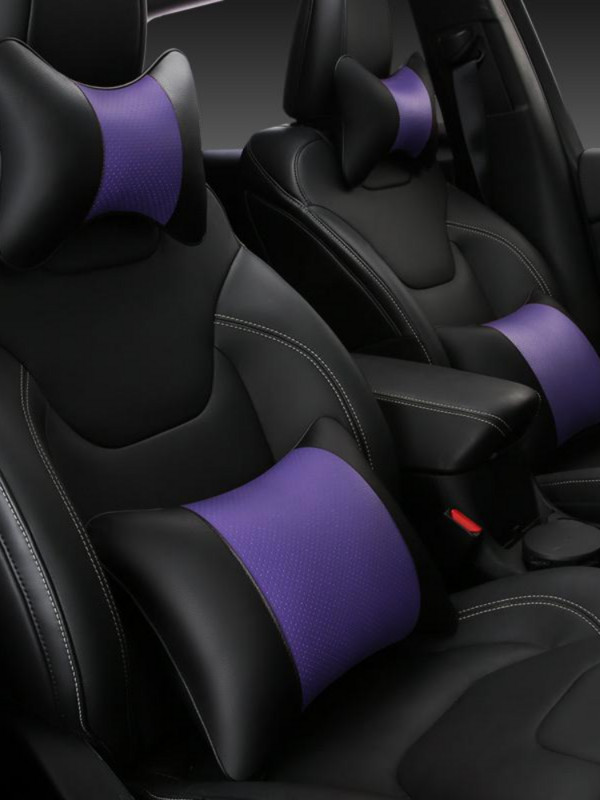 Madingas paprastas automobilio pagalvių rinkinys, kvėpuojantis, patogus, 2 vnt. galvos atrama + 2 vnt. juosmens pagalvė