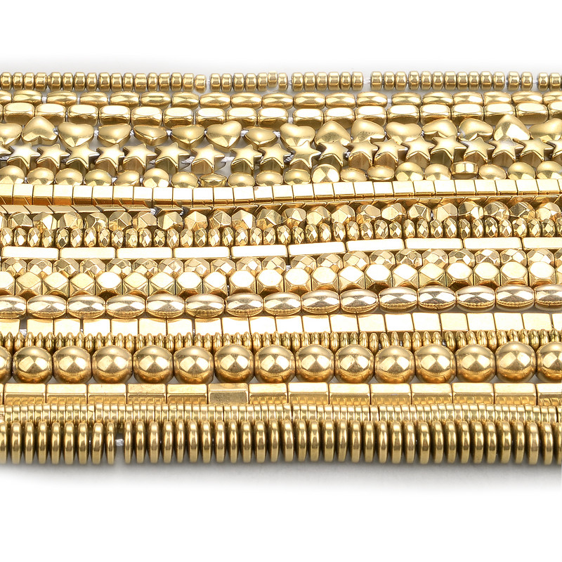 AAA+ säilivusvärv looduskivi ebakorrapärased geomeetrilised helmed kullatud hematiithelmed ehete valmistamiseks isetehtud käevõru kaelakee