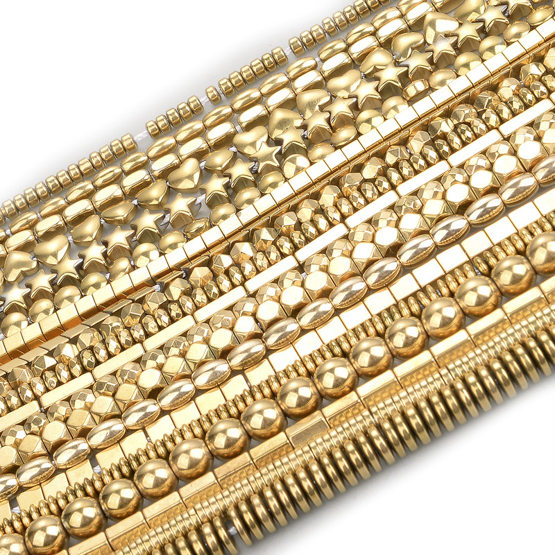 AAA+ säilivusvärv looduskivi ebakorrapärased geomeetrilised helmed kullatud hematiithelmed ehete valmistamiseks isetehtud käevõru kaelakee