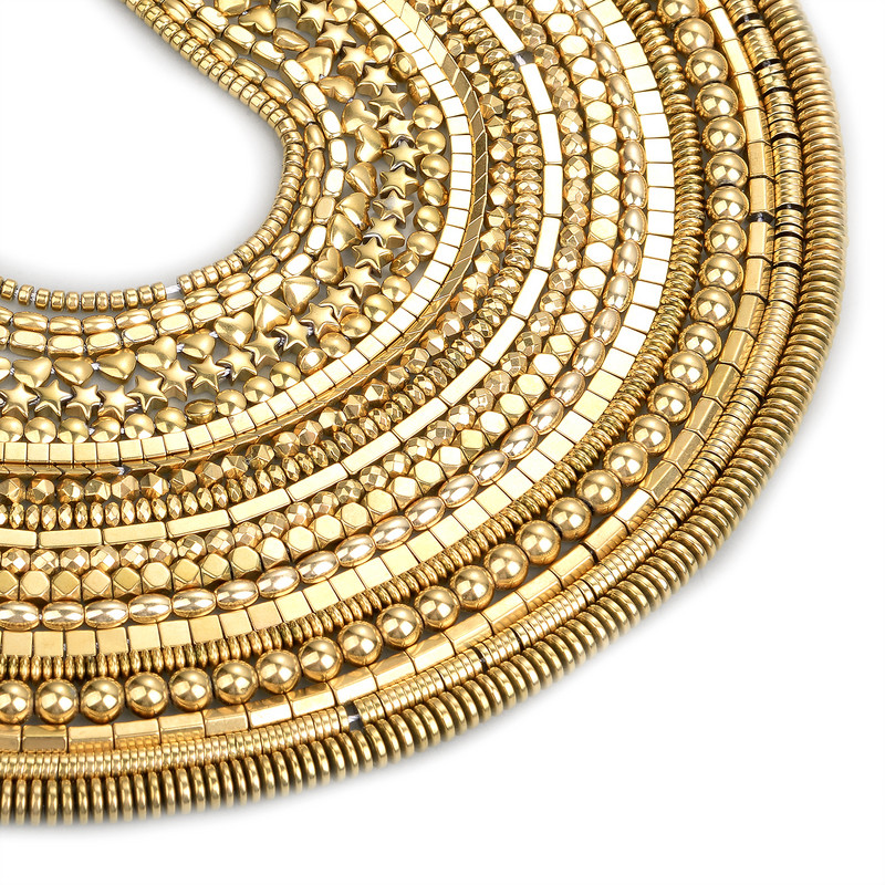 AAA+ säilivusvärv looduskivi ebakorrapärased geomeetrilised helmed kullatud hematiithelmed ehete valmistamiseks isetehtud käevõru kaelakee