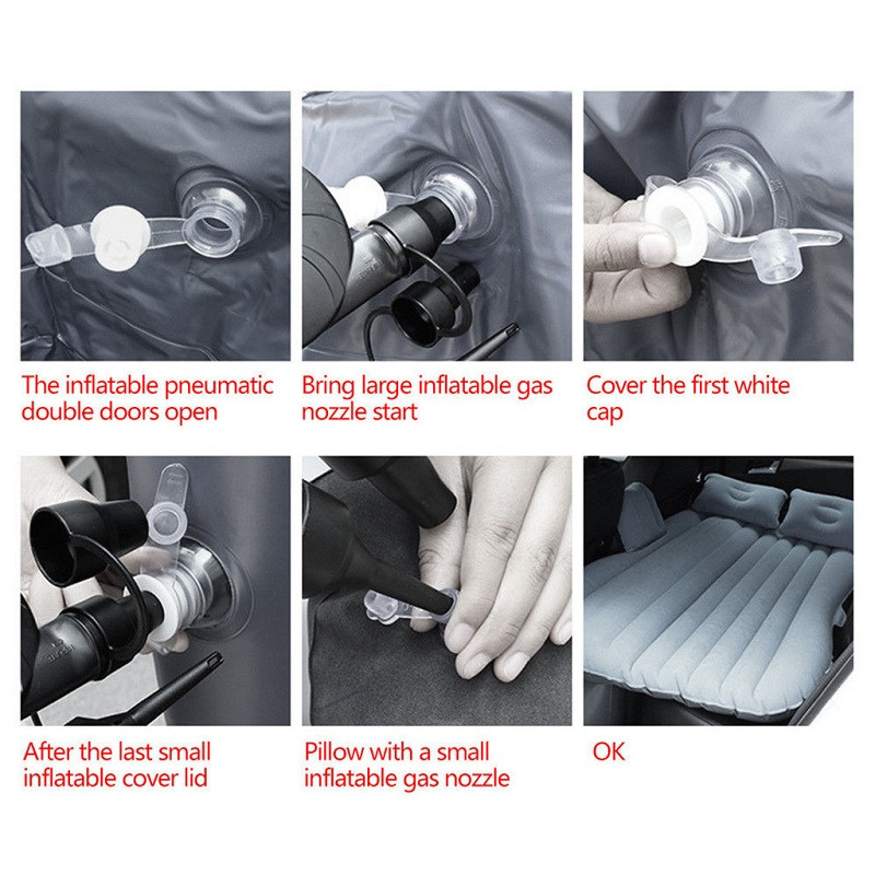 JASSE Κρεβάτι αυτοκινήτου Αυτοκίνητο στρώμα αέρα Κρεβάτι ταξιδιού Φουσκωτό κρεβάτι αέρα Φουσκωτό κάλυμμα πλάτης καθίσματος αυτοκινήτου Φουσκωτό 2 Μαξιλάρι αέρα 19Y01002