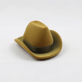 Ρετρό Μίνι καουμπόικο καπέλο Δαχτυλίδι Κουτί βελούδινο κοσμήματα Οργάνωση Καπέλα βιτρίνας Θήκη αποθήκευσης Κουτιά έκπληξη Πρόταση Δώρα τελετής γάμου